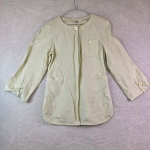 Courreges Paris Vintage Linen Jacket Pale off white Button Front Pocket Sz S/M